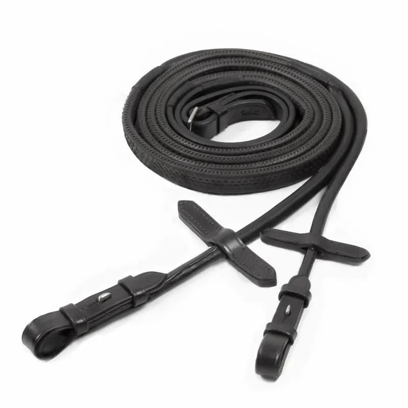 Schockemohle Rolled Rubber Reins with Billets in Black